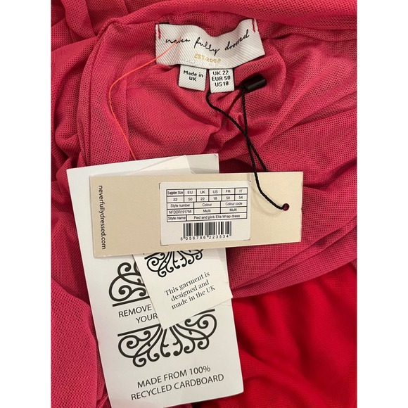 NWT Never Fully Dressed Ella Wrap Dress Pink Red One Shoulder US 18 - Picture 4 of 8
